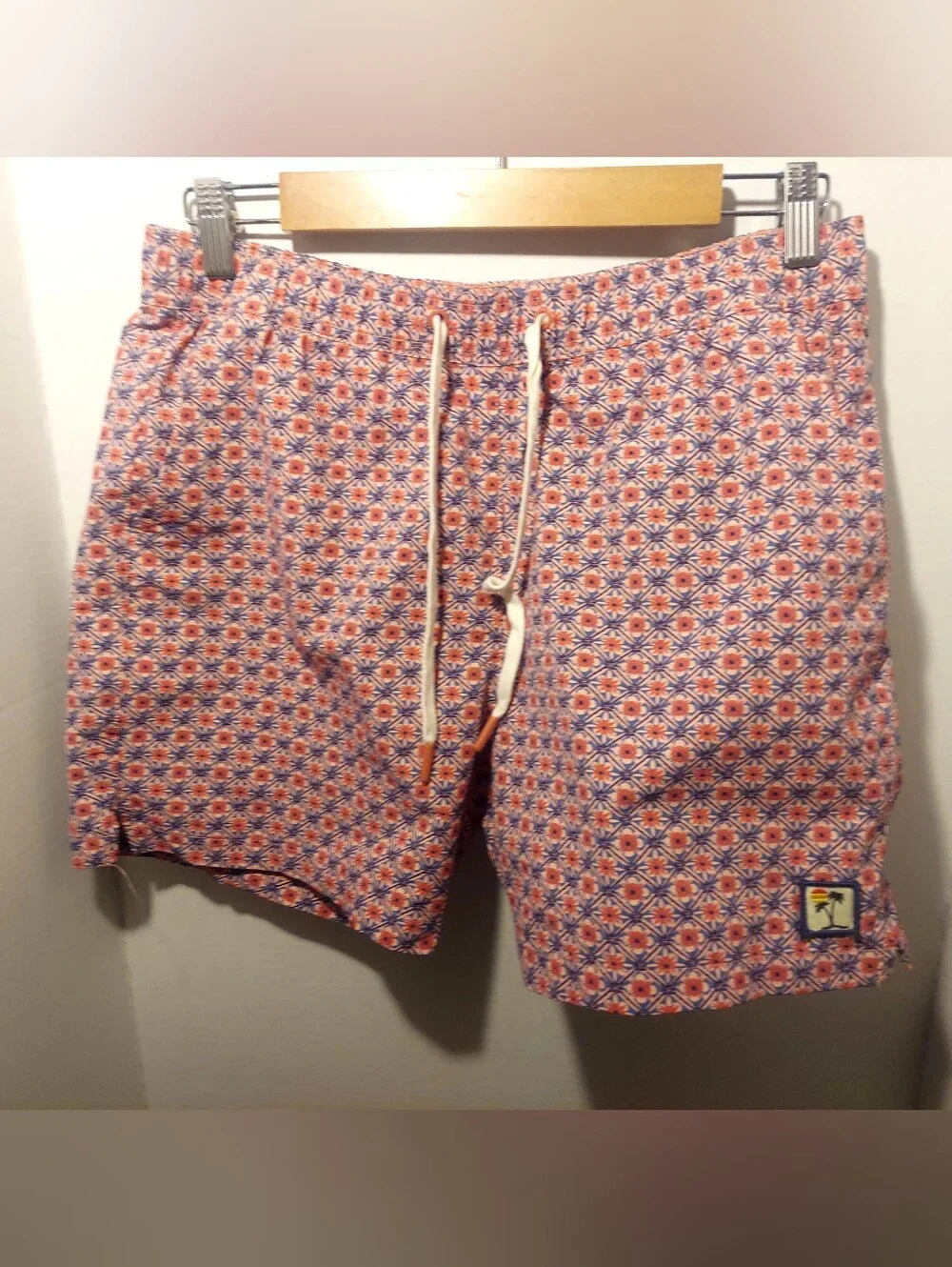 Marine Layer Floral Geometric Print Pattern Swim Trunks Board Shorts Size Medium
